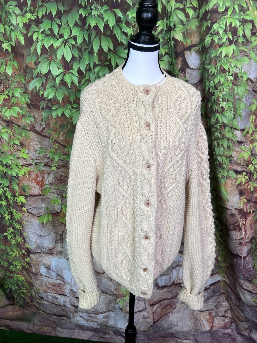 VINTAGE IRISH Heavyweight Cable Knit Heritage Wool Fisherman's Sweater, XL - Picture 8 of 10